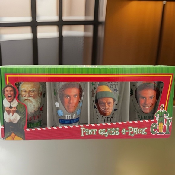 ELF THE MOVIE BRAND NEW 4 PACK PINT HOLIDAY GLASSES WILL FERRELL. ICUP Brand - Picture 11 of 13